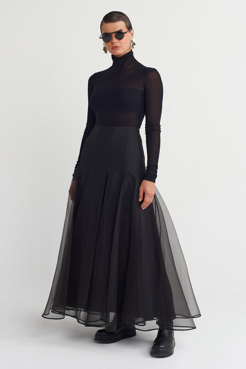 Nu Organza Flared Skirt Black