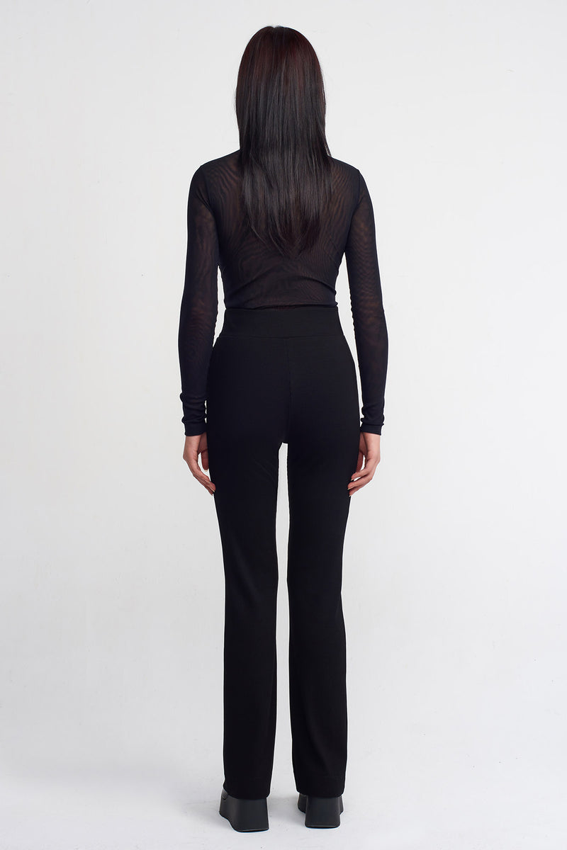 NU Snap Detail Ribbed Trousers Black