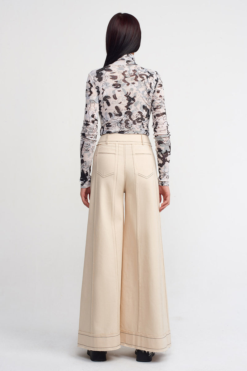 NU Contrast Stitch Denim Trousers Natural