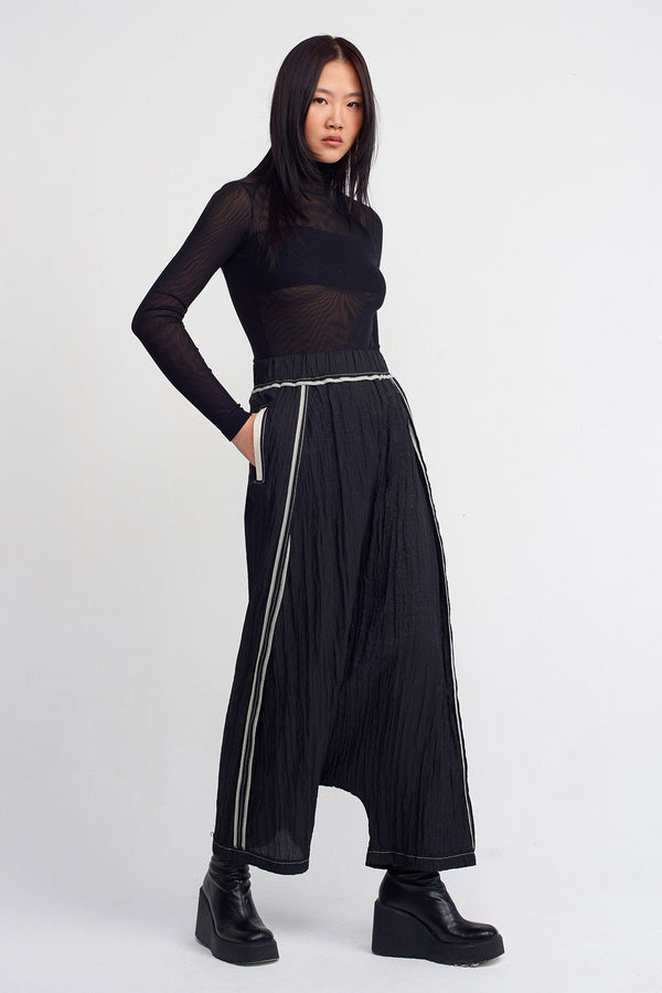 Nu Piped Harem Pants Black