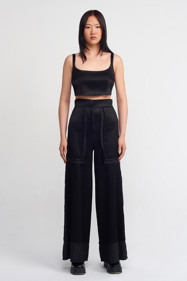 NU Snap Detail Pleated Trousers Black