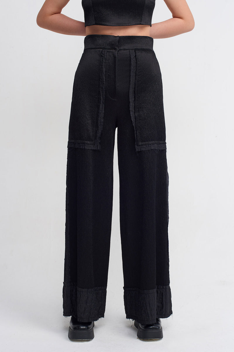 NU Snap Detail Pleated Trousers Black