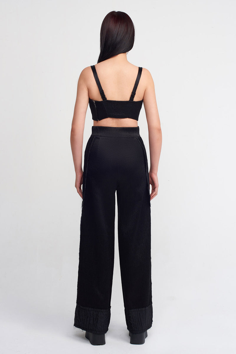 NU Snap Detail Pleated Trousers Black