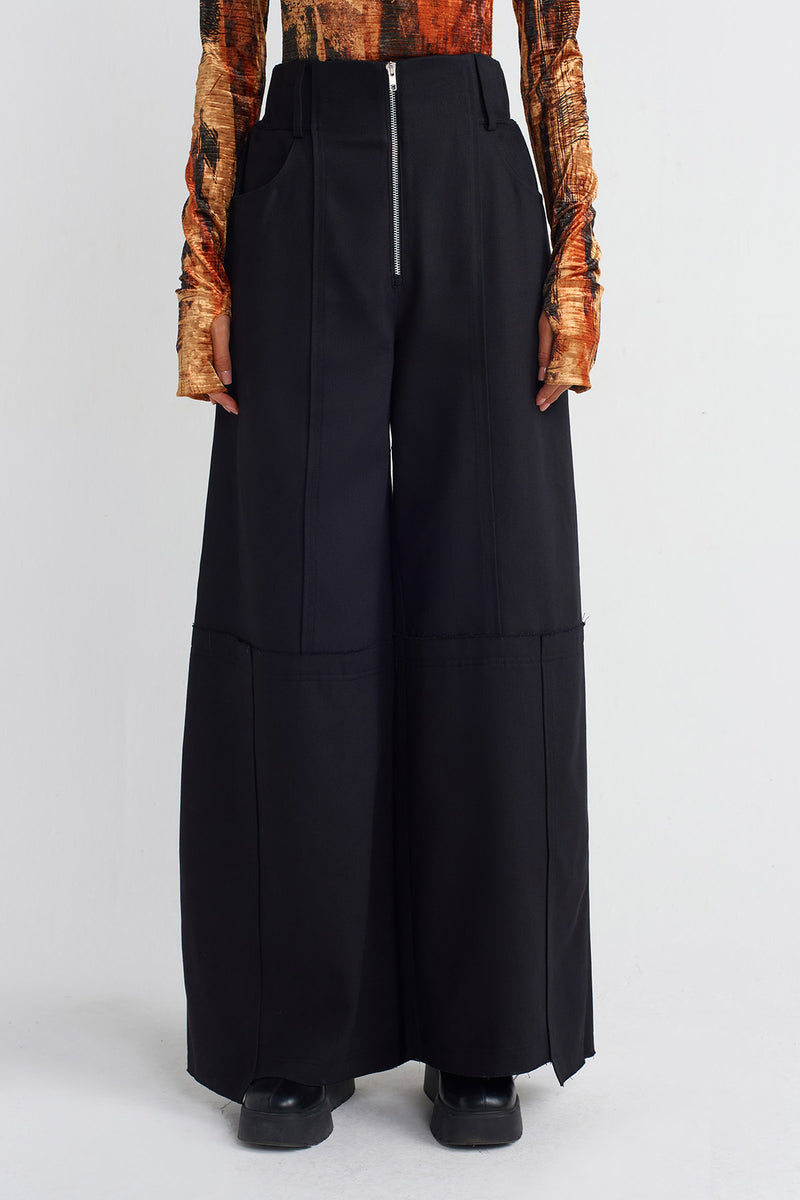 NU Wide-Leg Denim Trousers Black