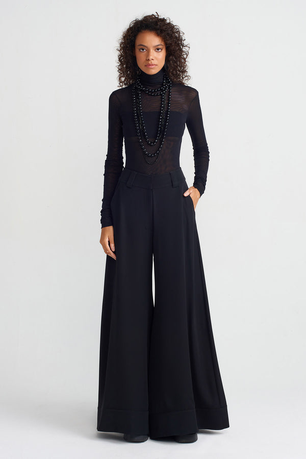 NU Black Wide-Leg Trousers Black