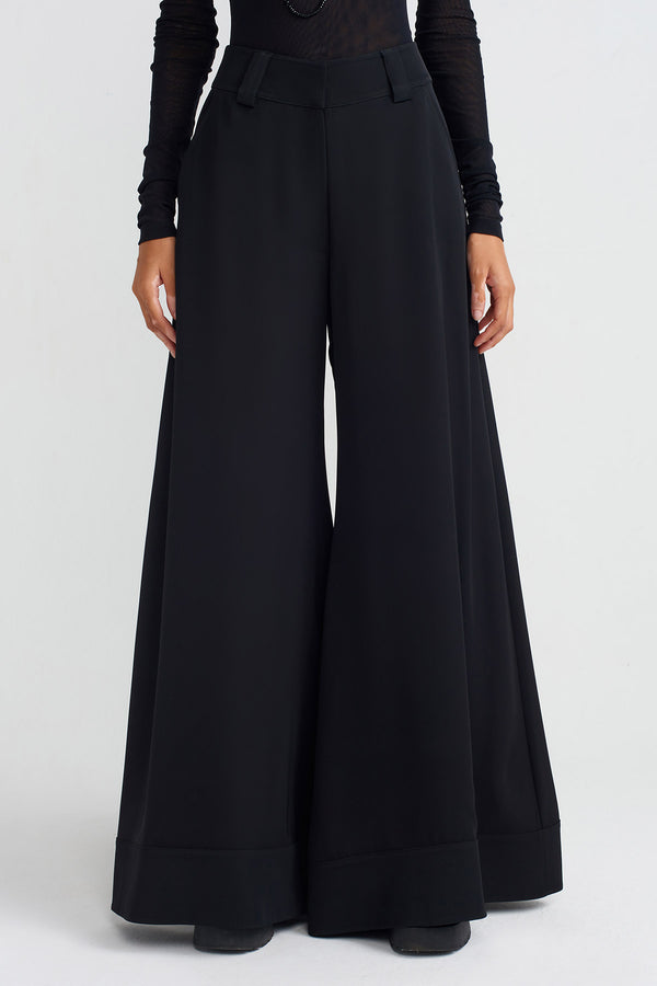 NU Black Wide-Leg Trousers Black