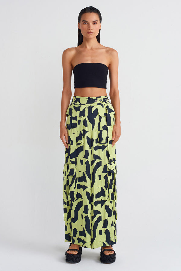 NU Satin Palazzo Trousers Multi Color