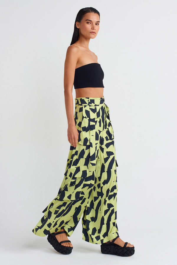 NU Satin Palazzo Trousers Multi Color