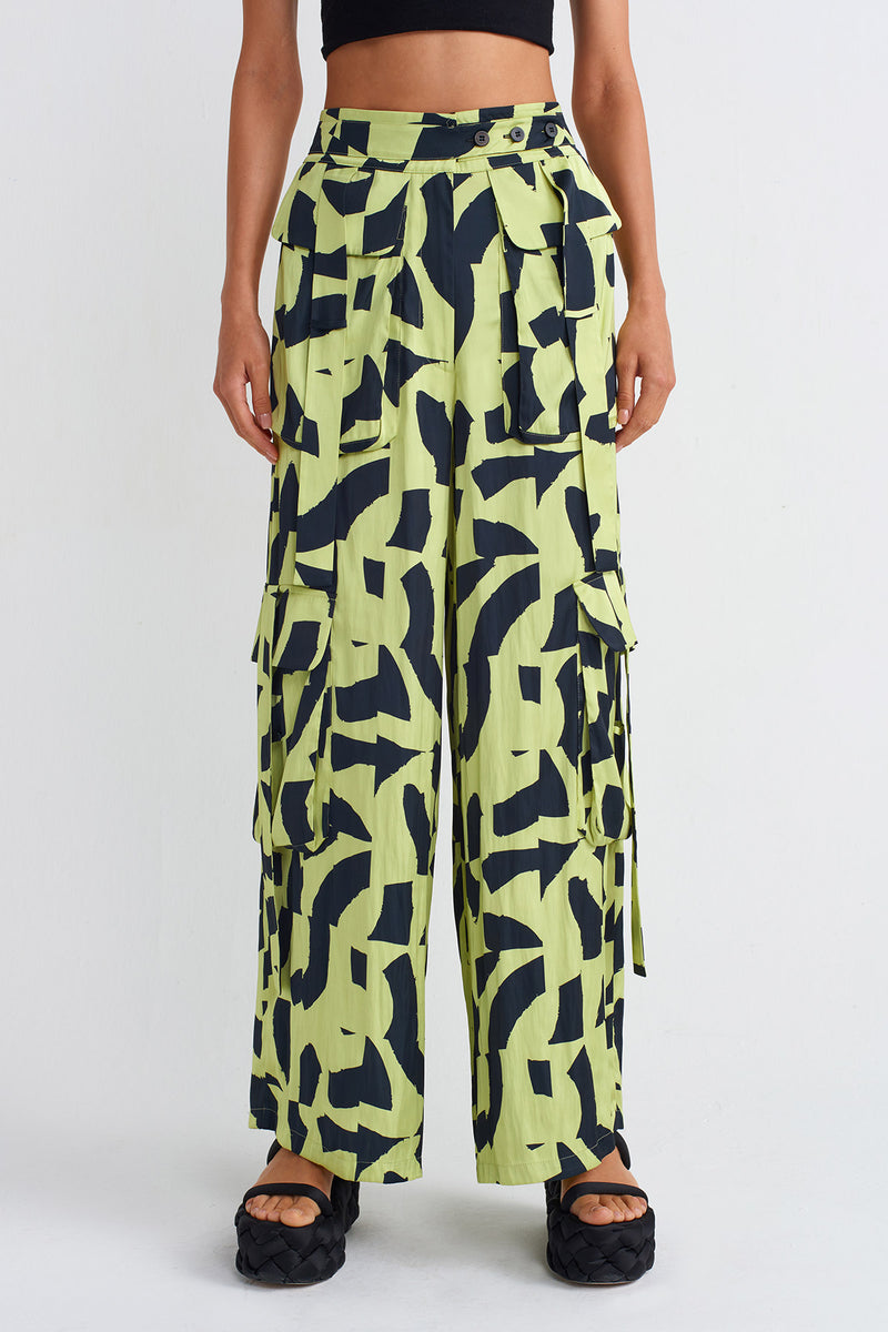 NU Satin Palazzo Trousers Multi Color