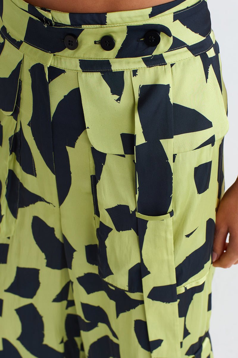 NU Satin Palazzo Trousers Multi Color