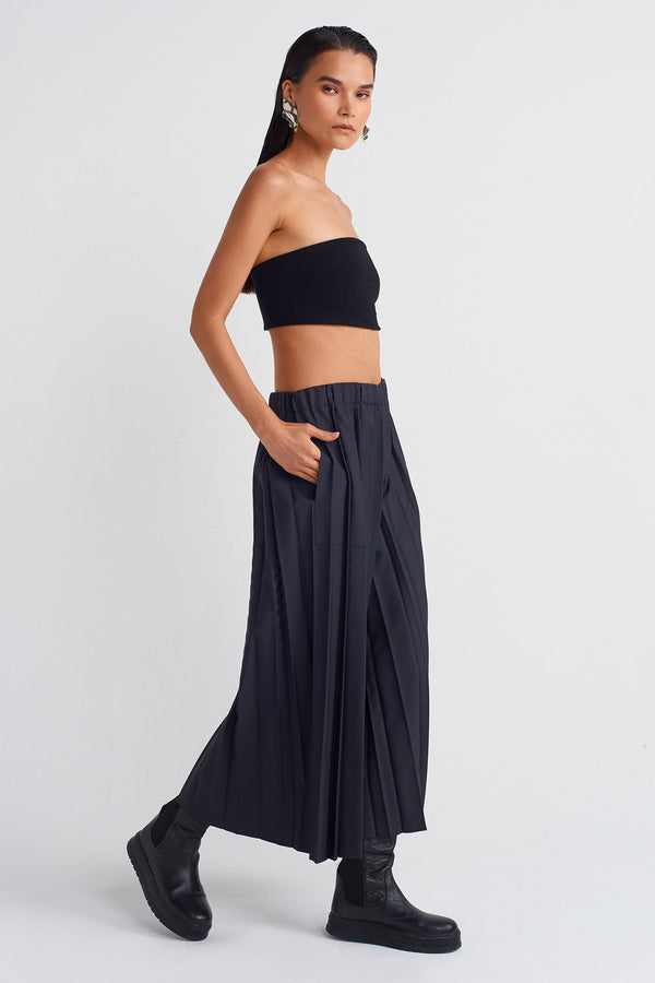 NU Thick Pleated Trousers Dark Grey