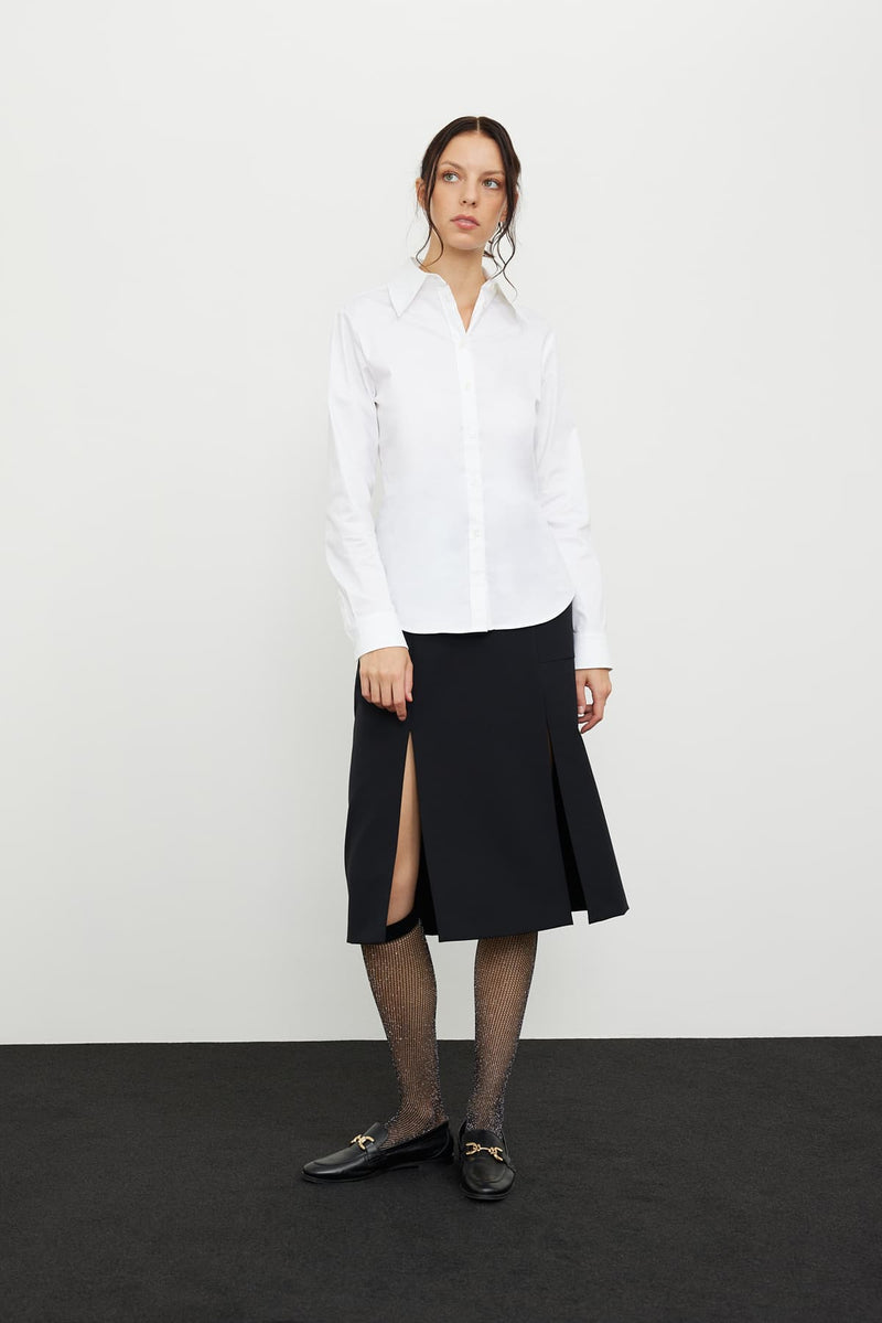 Roman Long Sleeve Poplin Shirt White