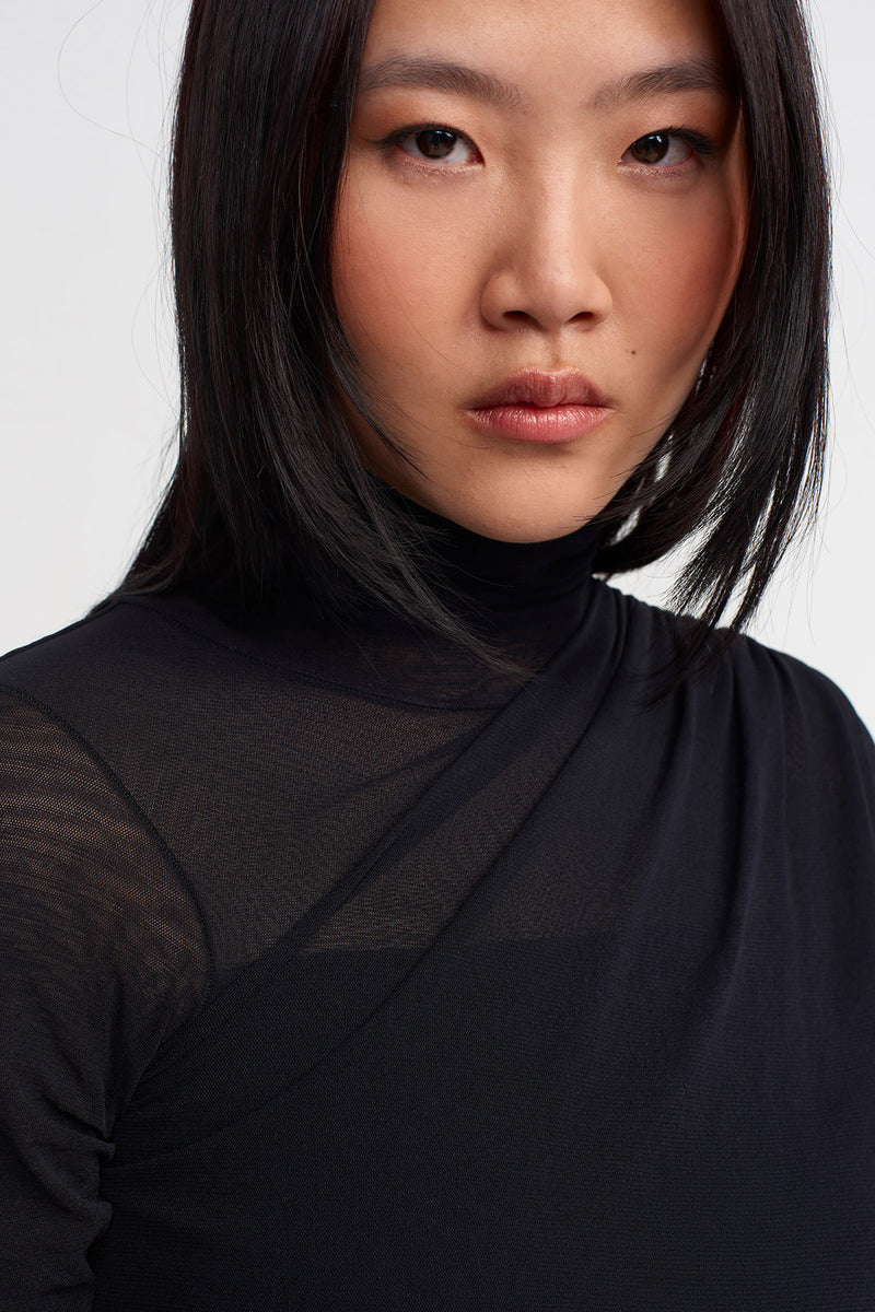 NU Draped Tulle Dress Black