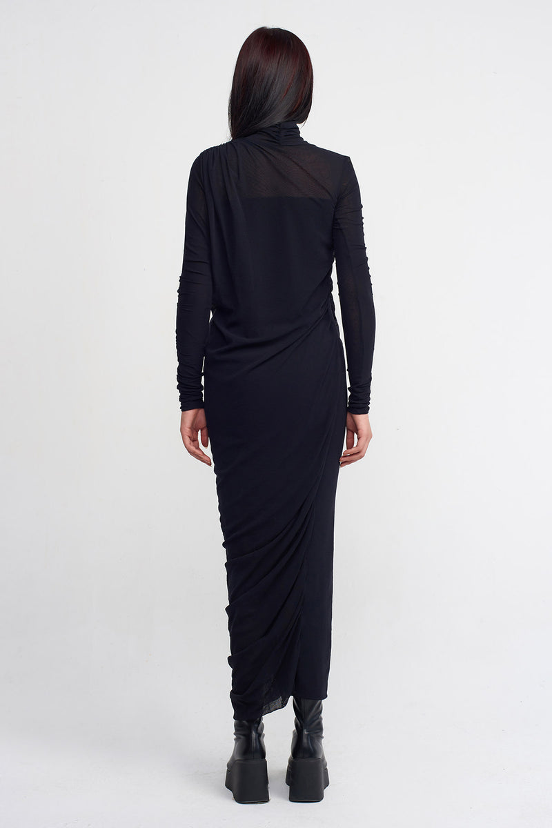 NU Draped Tulle Dress Black