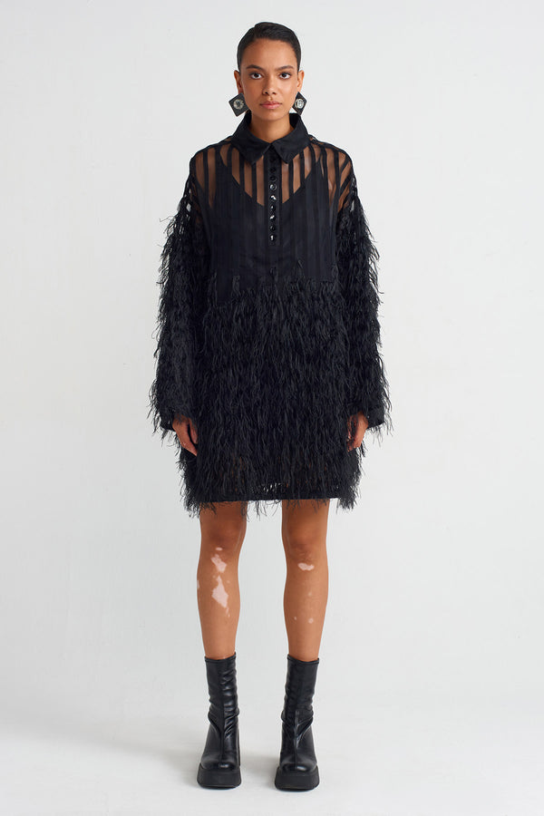 NU Short, Semi-Transparent Tulle Dress Black