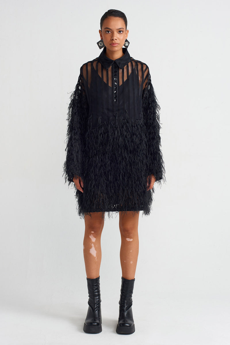 NU Short, Semi-Transparent Tulle Dress Black