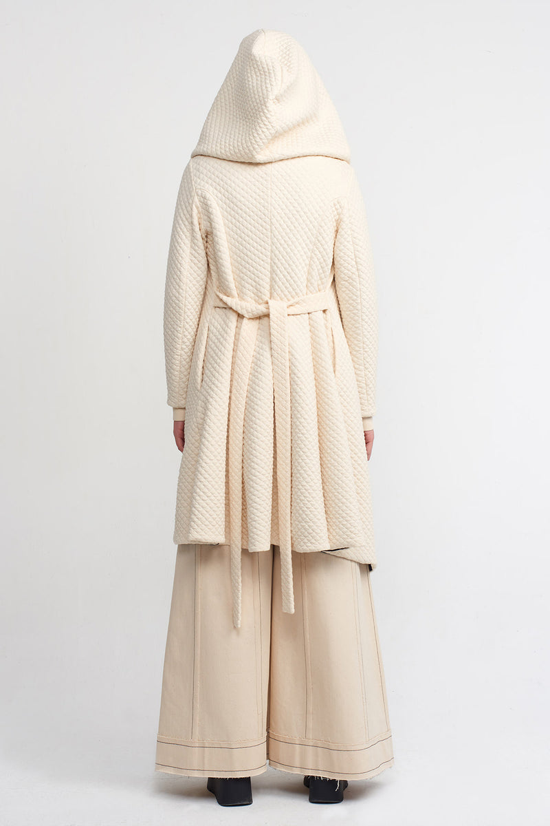 NU Quilted Wrap Front Long Jacket Natural/Black