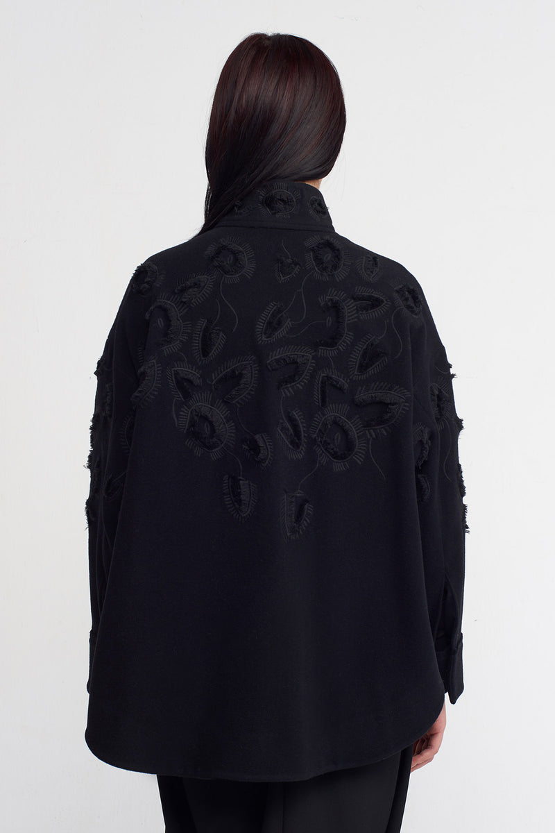 NU Embroidered Wool Blend Jacket Black