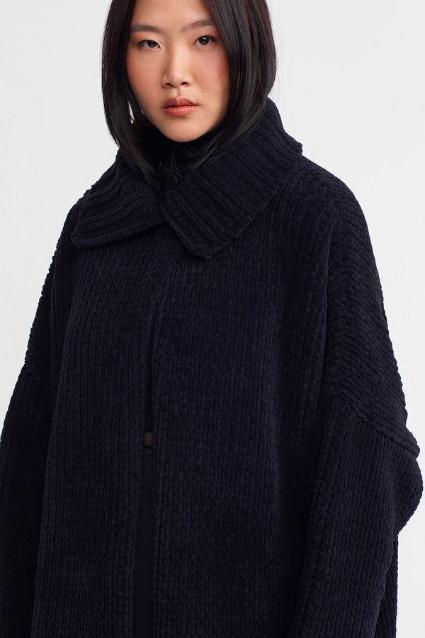 NU Chenille Long Knit Cardigan Black