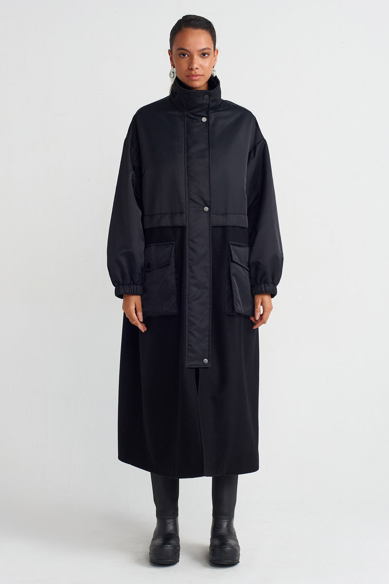 Nu Long Sporty Coat Black+Black