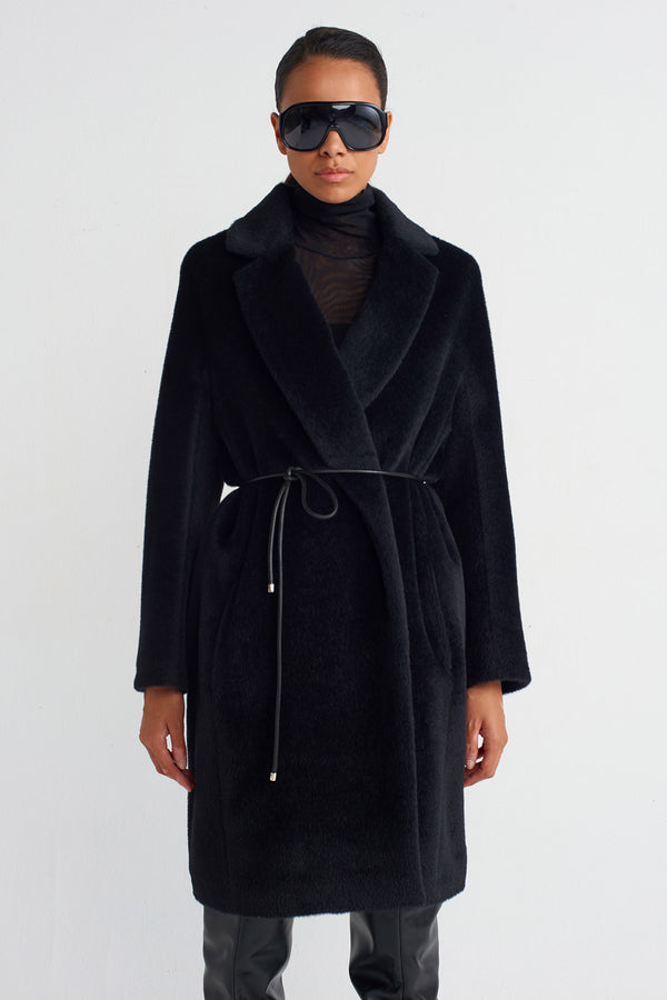 Nu Soft Plush Chic Coat Black