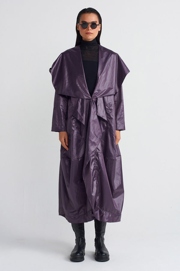 NU Long Kimono Raincoat Plum