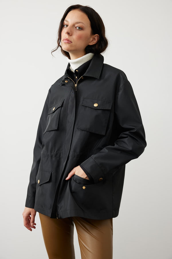 Roman Solid Cargo Pocket Jackets Black