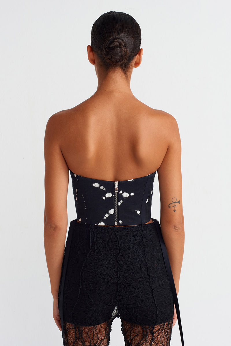 NU Corset Strapless Top Black