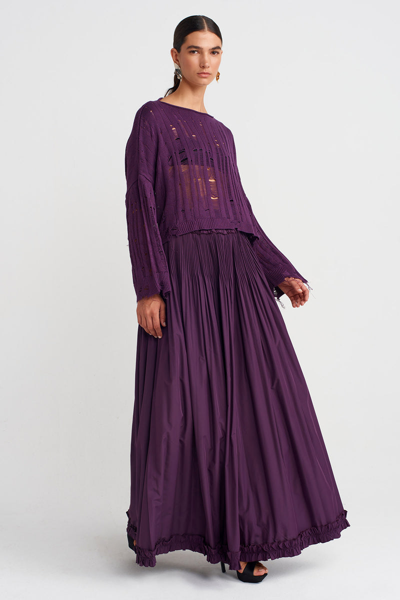 NU Distressed Effect Sweater Violet