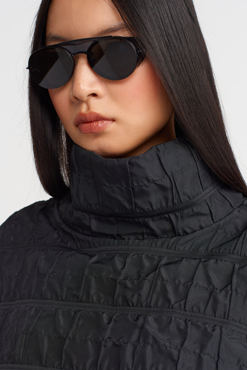 NU Jacquard Crop Blouse Black