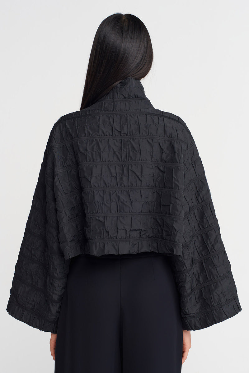 NU Jacquard Crop Blouse Black