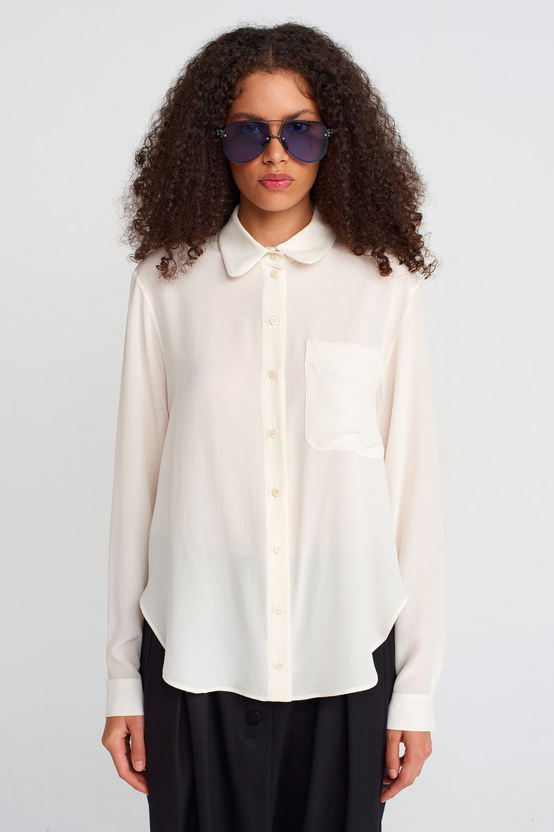 NU Peter Pan Collar Crepe Shirt Natural
