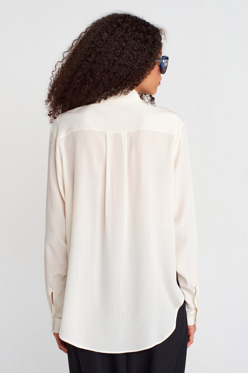 NU Peter Pan Collar Crepe Shirt Natural