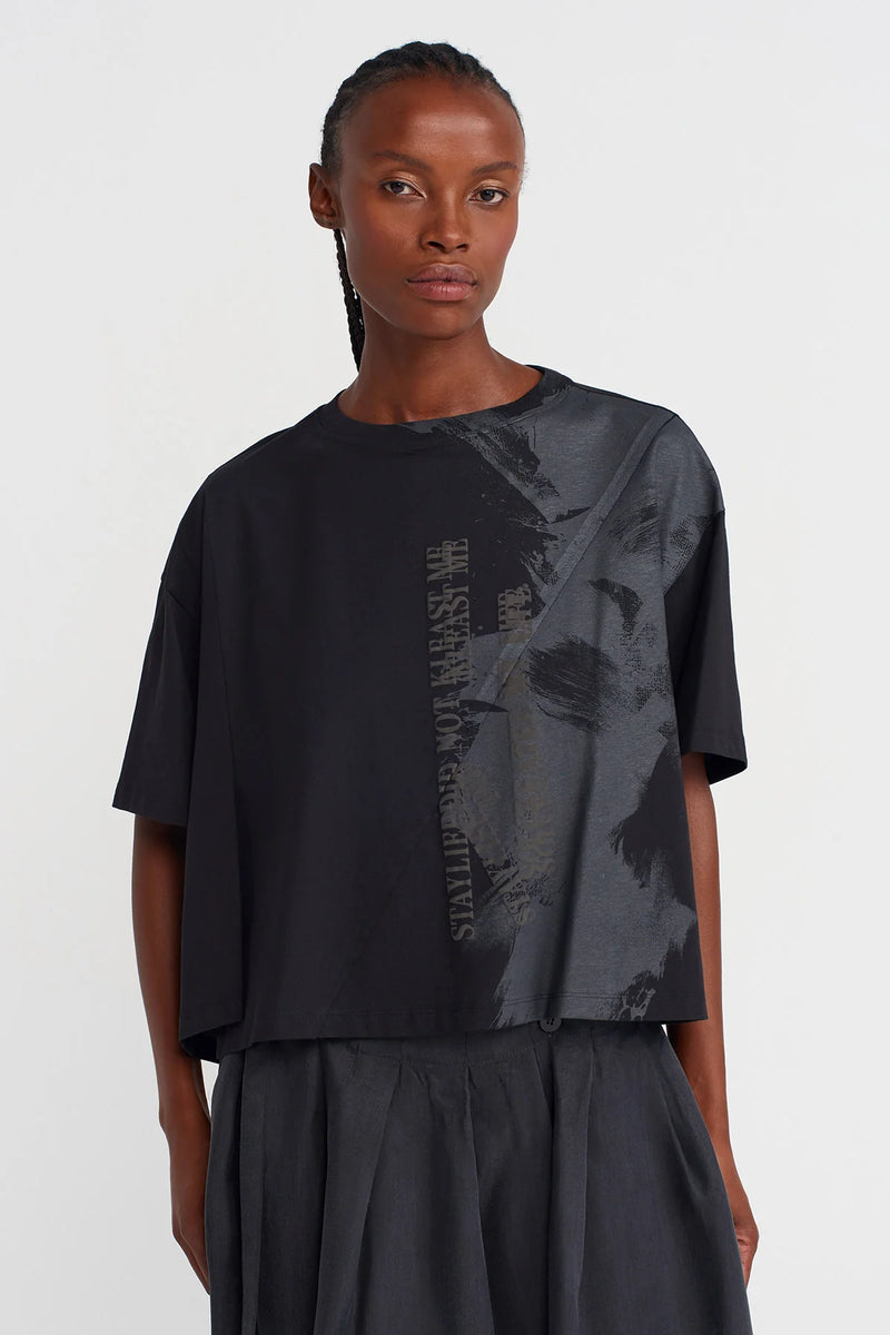 NU Printed Basic T-Shirt Black