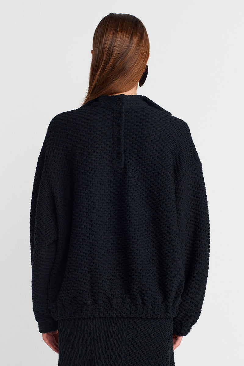 NU  Jacquard Patterned Sweat  Black