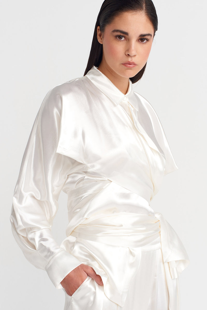 NU Satin Samurai Shirt Off White