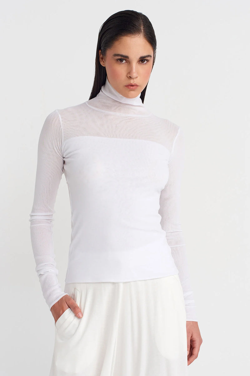 NU Double Layer Tulle Bodysuit Off White