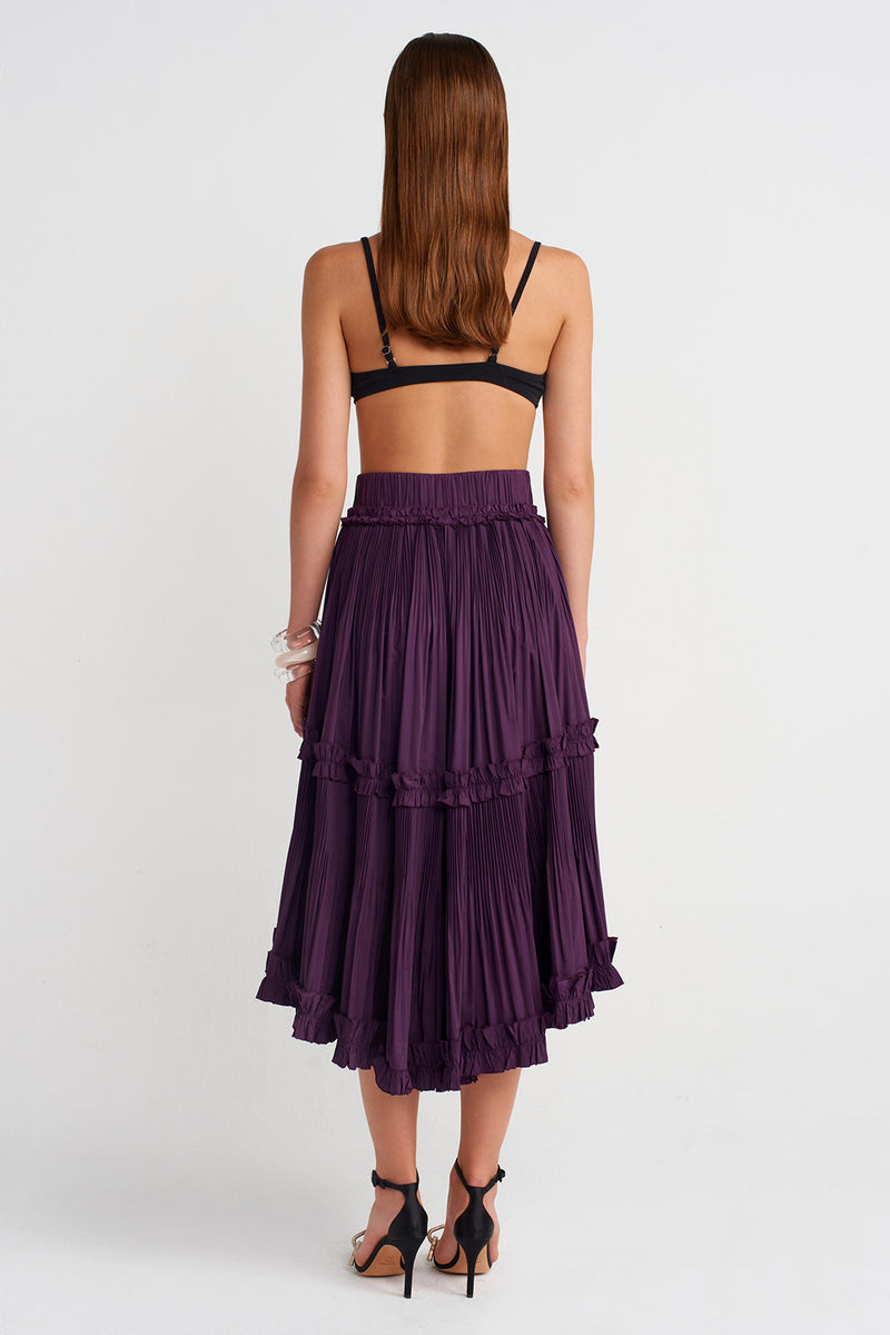 NU High-Waisted Midi Taffeta Skirt  Violet