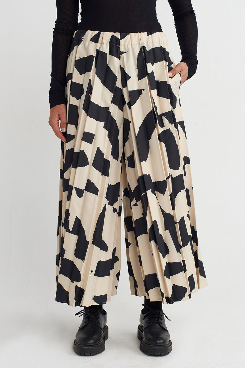 NU Patterned Pleated Trousers Multi Color