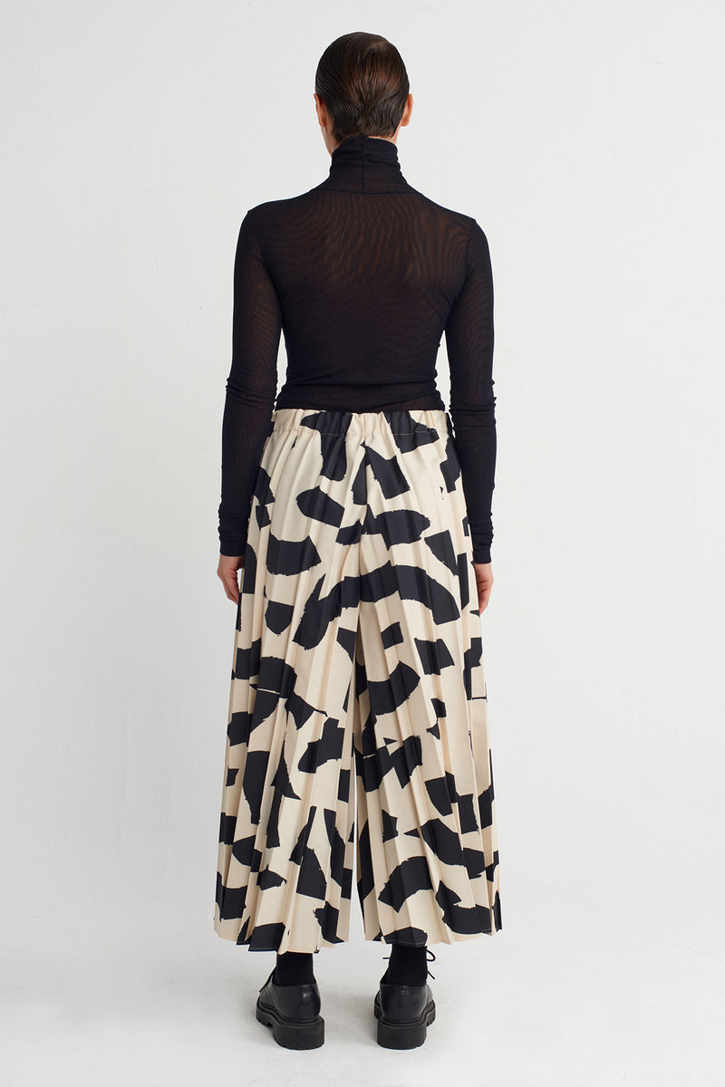 NU Patterned Pleated Trousers Multi Color