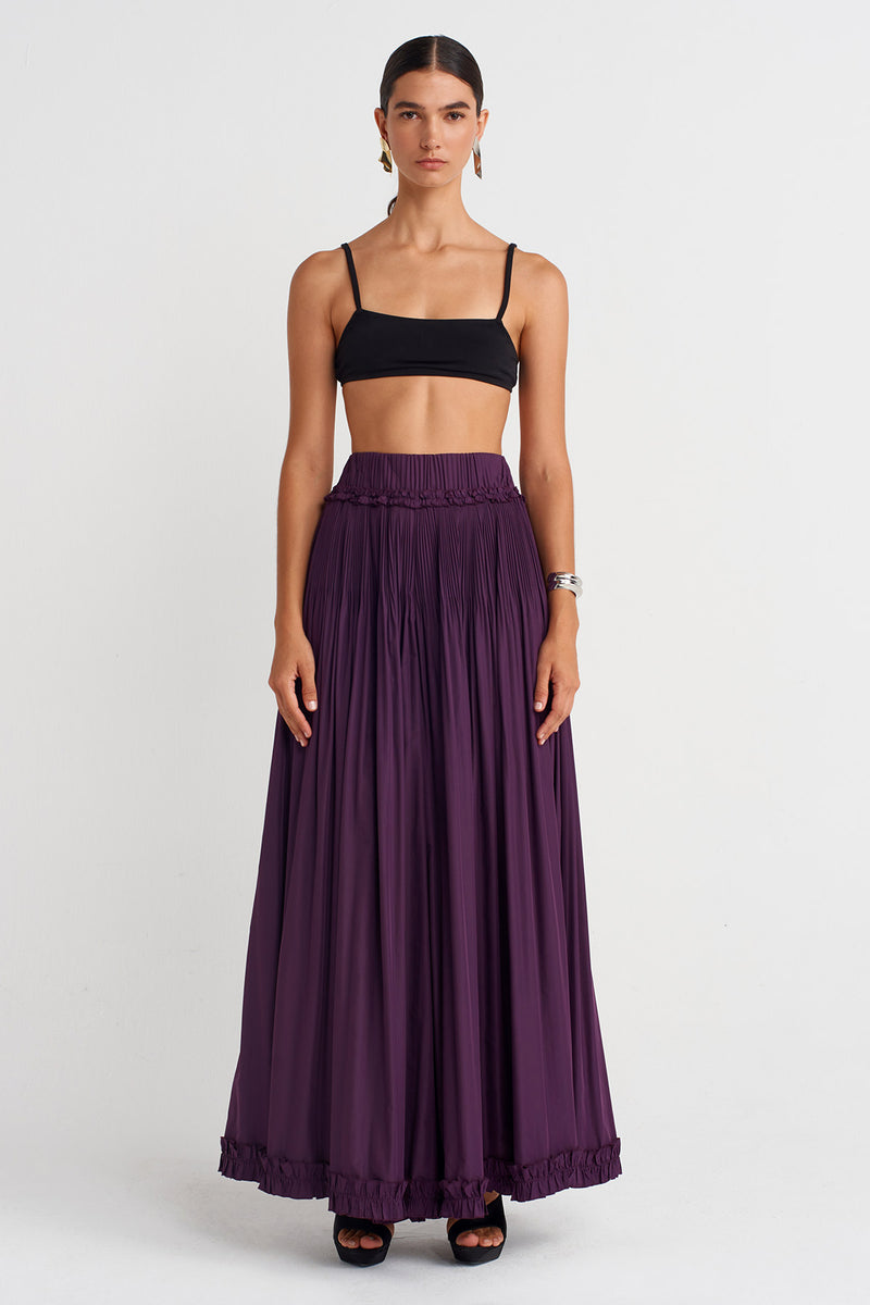 NU Wide-Leg Taffeta Trousers  Violet