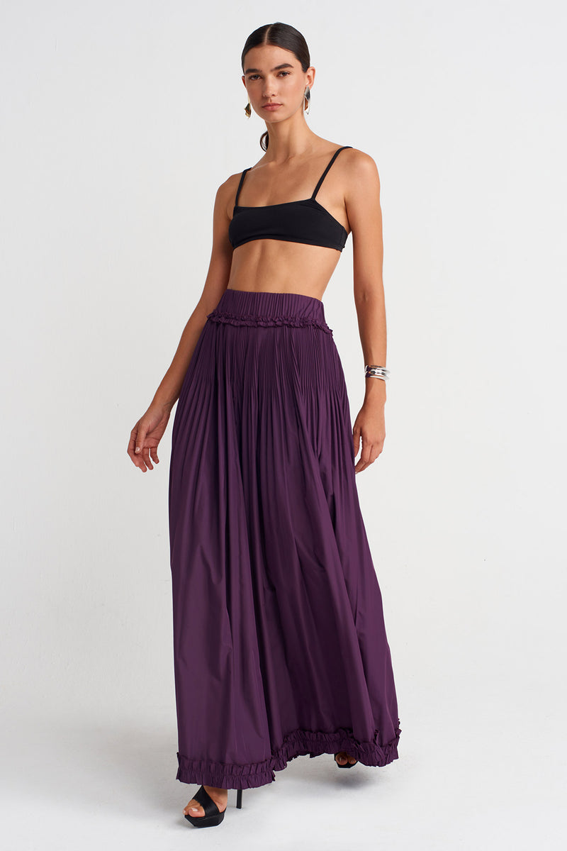 NU Wide-Leg Taffeta Trousers  Violet