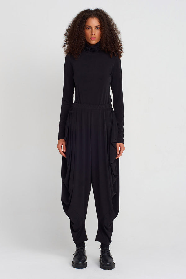 NU Draped Jersey Harem Pants Black