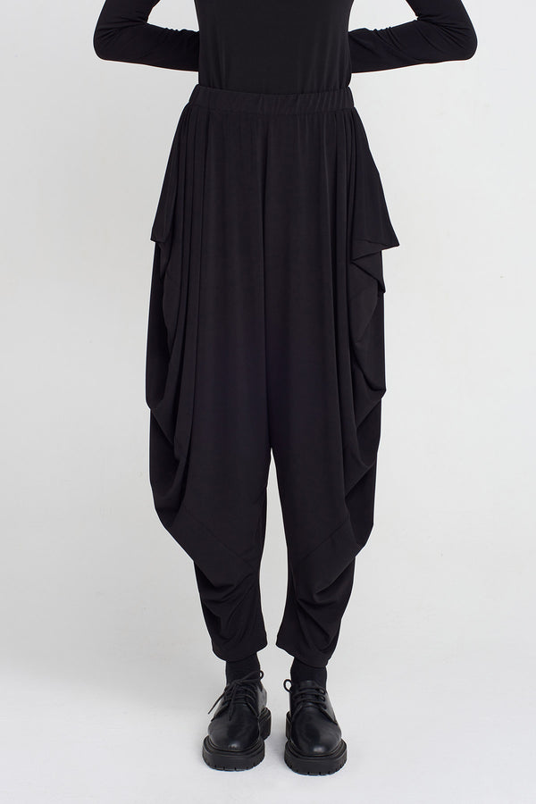 NU Draped Jersey Harem Pants Black