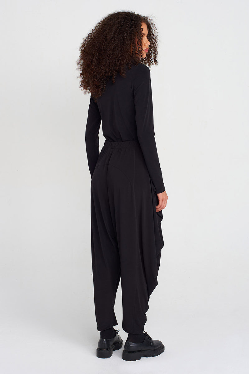 NU Draped Jersey Harem Pants Black