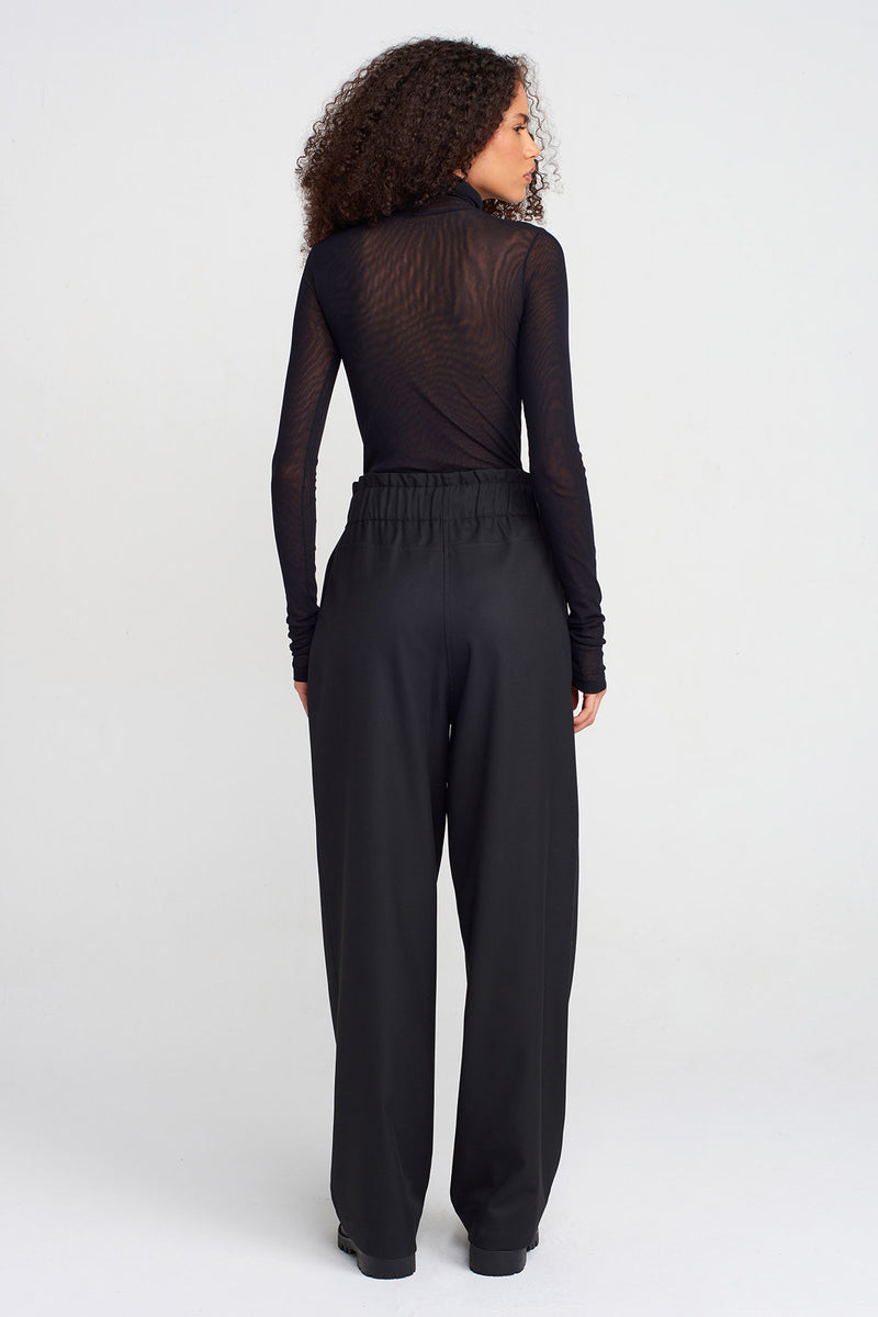 NU Thick Fabric Pleated Palazzo Pants Black