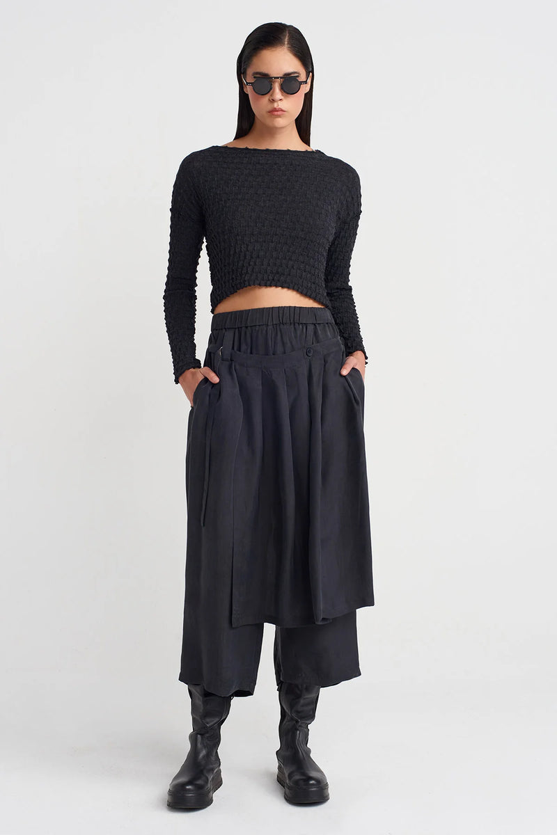 NU Pleated Skirted Trousers Black