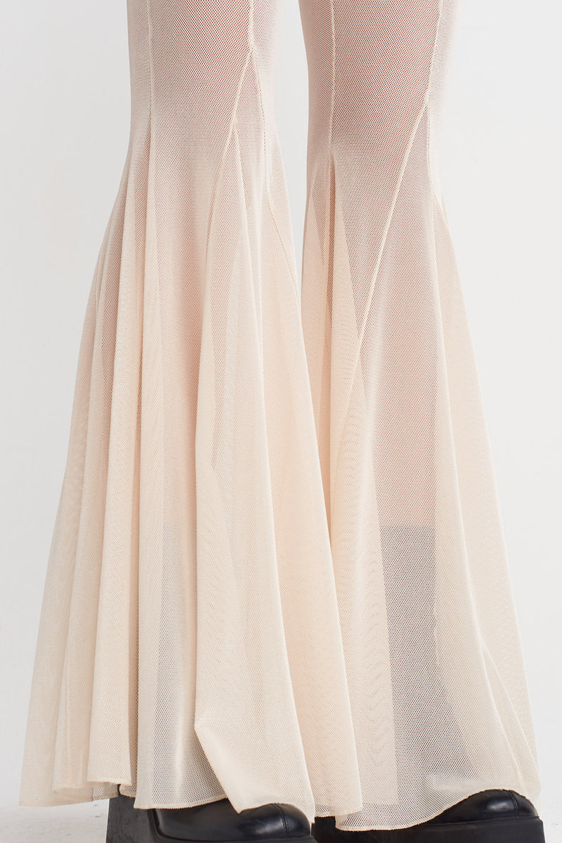 NU Black Sheer Tulle Flared Trousers Natural