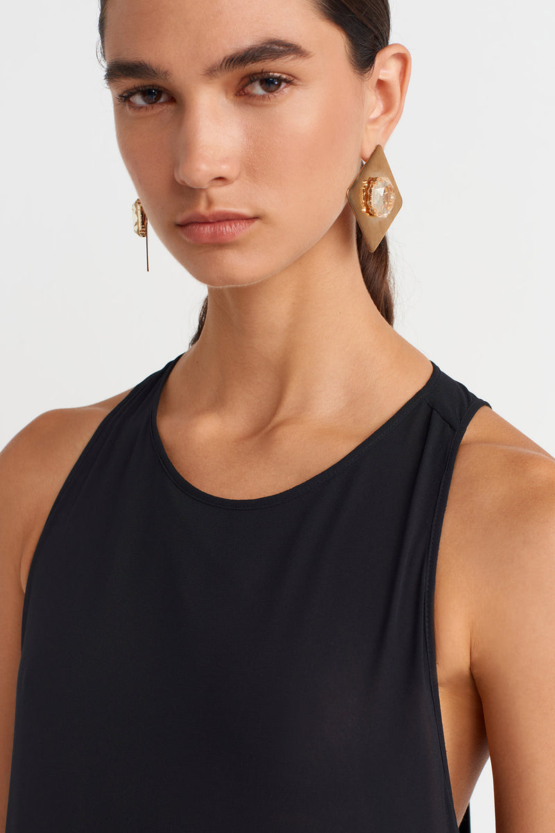 NU Black Tulle-Trimmed Dress Black