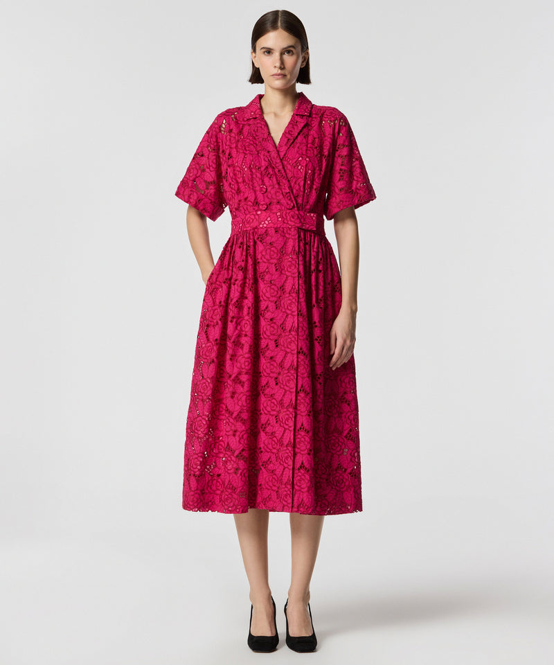 Machka Double-Breasted Scallop Dress Fuchsia